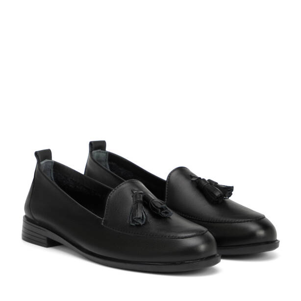 Siyah Hakiki Deri Kadın Loafer - K26I1AY68409-A23 - 2
