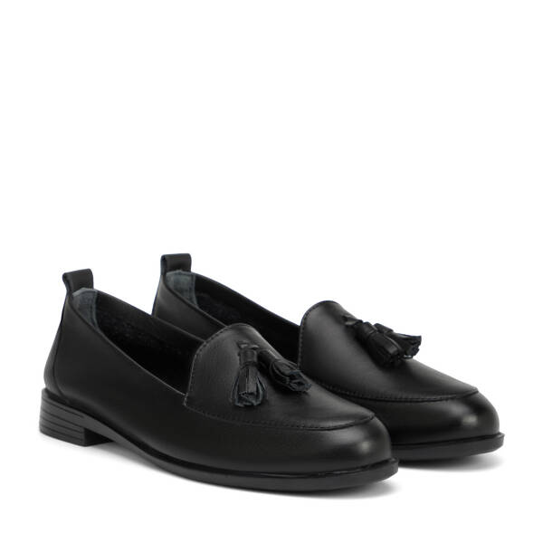 Siyah Hakiki Deri Kadın Loafer - K26I1AY68409-A23 - 2