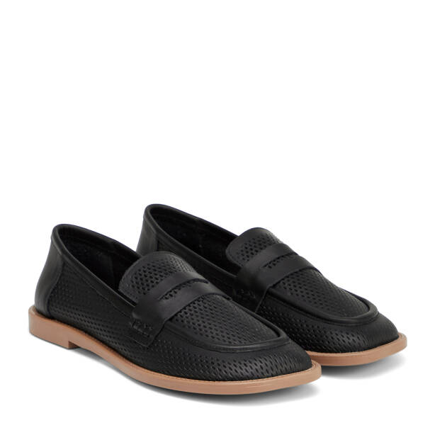 Siyah Hakiki Deri Kadın Loafer - K26I1AY68666-A23 - 2
