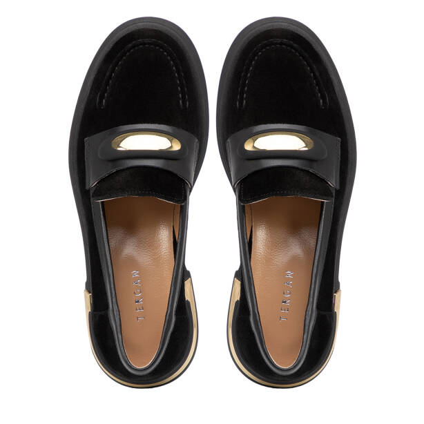Siyah Hakiki Deri Kadın Makosen - K25I1AY67878-A01 - Tergan