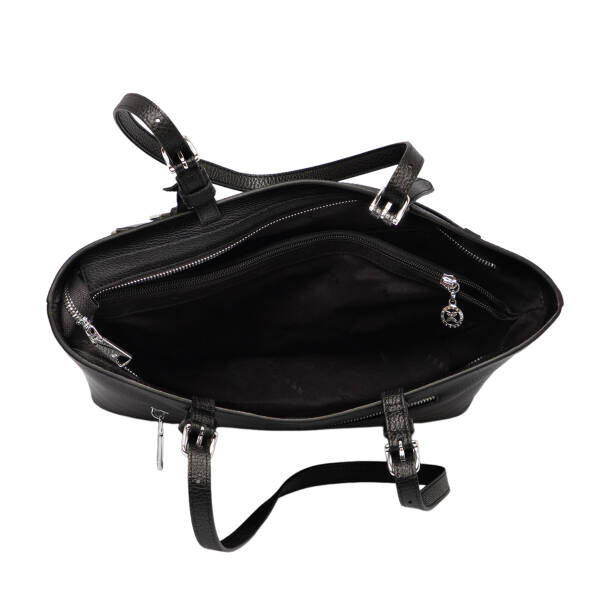 Siyah Hakiki Deri Kadın Omuz Çantası - S25K1BC80529-A41 - 4