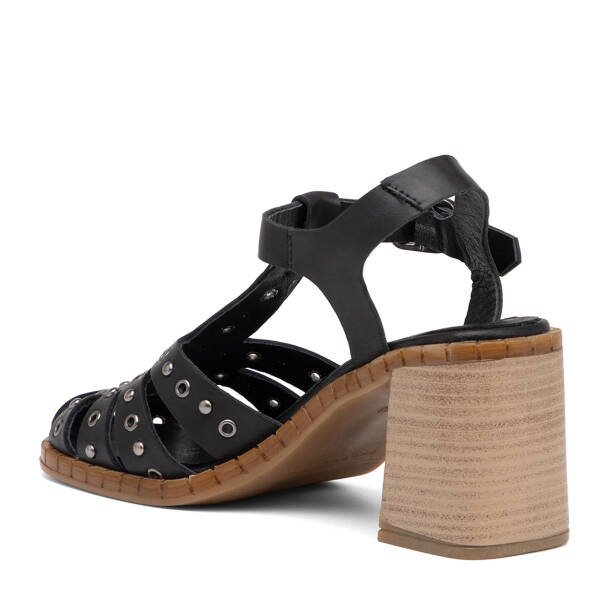 Siyah Hakiki Deri Kadın Sandalet - K25Y1AY68017-A23 - 4
