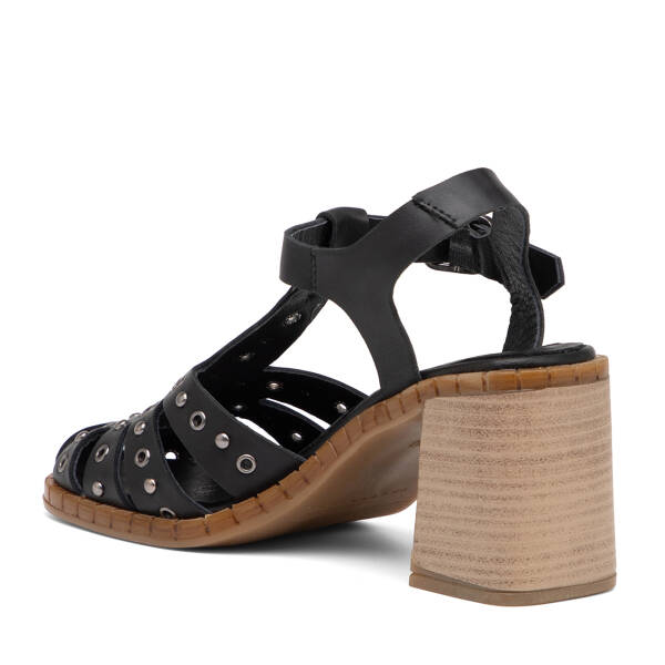 Siyah Hakiki Deri Kadın Sandalet - K25Y1AY68017-A23 - 4
