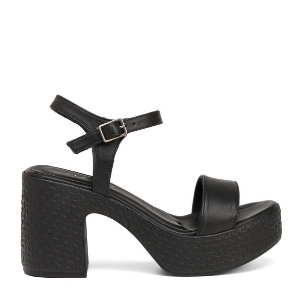 Siyah Hakiki Deri Kadın Sandalet - K25Y1SN67768-A23 