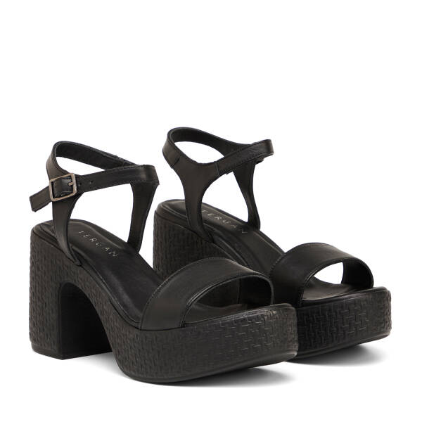 Siyah Hakiki Deri Kadın Sandalet - K25Y1SN67768-A23 - 2