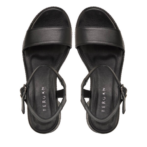 Siyah Hakiki Deri Kadın Sandalet - K25Y1SN67768-A23 - 5