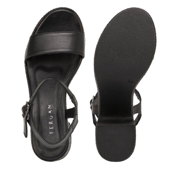 Siyah Hakiki Deri Kadın Sandalet - K25Y1SN67768-A23 - 6