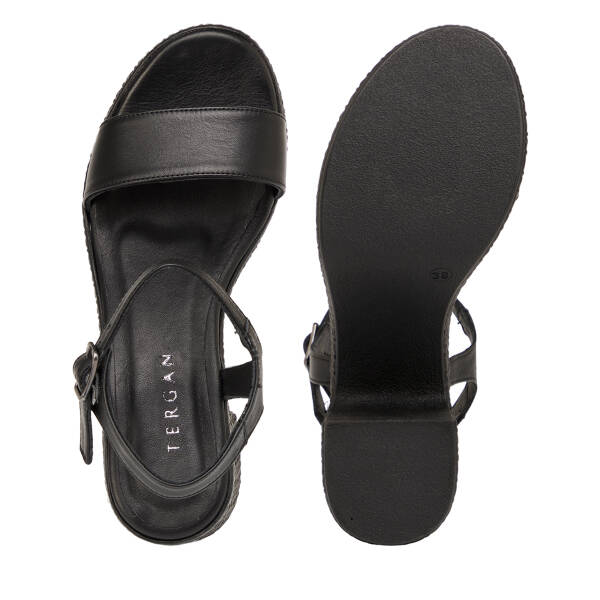 Siyah Hakiki Deri Kadın Sandalet - K25Y1SN67768-A23 - 6