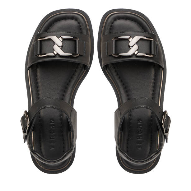 Siyah Hakiki Deri Kadın Sandalet - K25Y1SN67769-A23 - 5