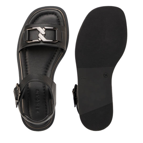 Siyah Hakiki Deri Kadın Sandalet - K25Y1SN67769-A23 - 6