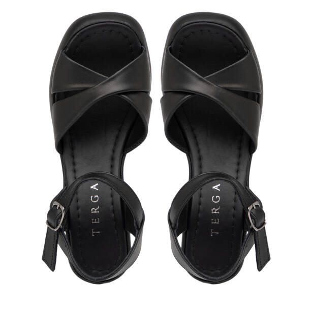 Siyah Hakiki Deri Kadın Sandalet - K25Y1SN67871-A23 - 5