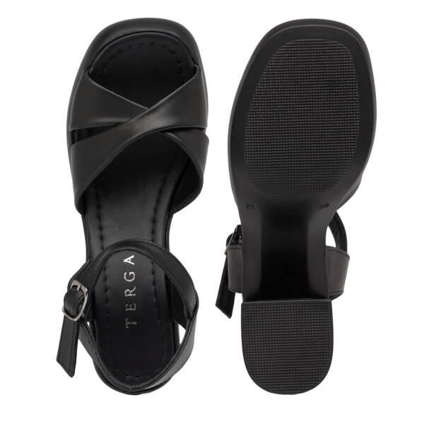 Siyah Hakiki Deri Kadın Sandalet - K25Y1SN67871-A23 - 6