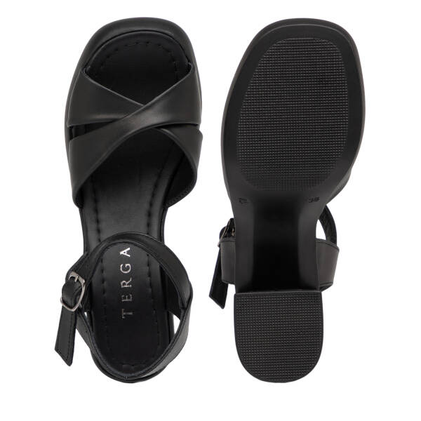 Siyah Hakiki Deri Kadın Sandalet - K25Y1SN67871-A23 - 6