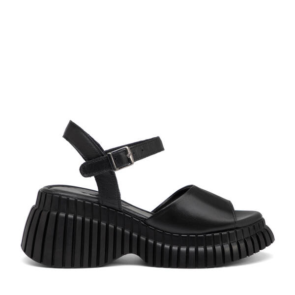 Siyah Hakiki Deri Kadın Sandalet - K25Y1SN67873-A23 - 1