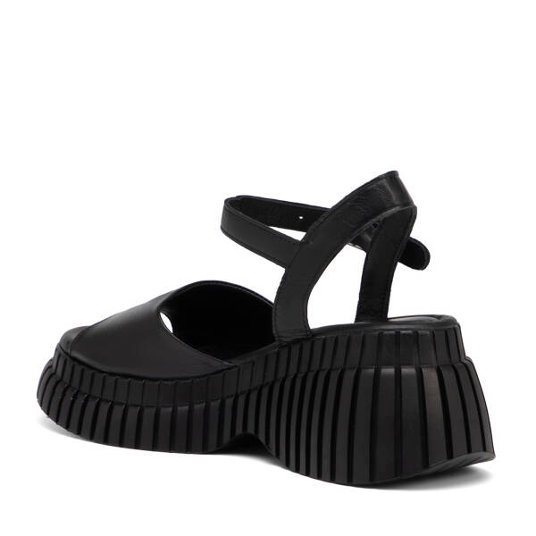 Siyah Hakiki Deri Kadın Sandalet - K25Y1SN67873-A23 - 4