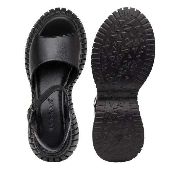 Siyah Hakiki Deri Kadın Sandalet - K25Y1SN67873-A23 - 6