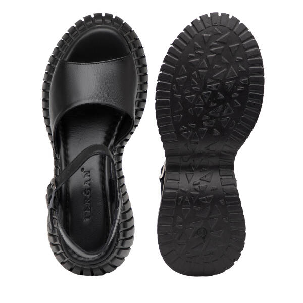 Siyah Hakiki Deri Kadın Sandalet - K25Y1SN67873-A23 - 6