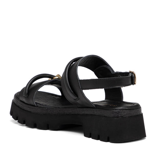 Siyah Hakiki Deri Kadın Sandalet - K25Y1SN67874-A23 - 4