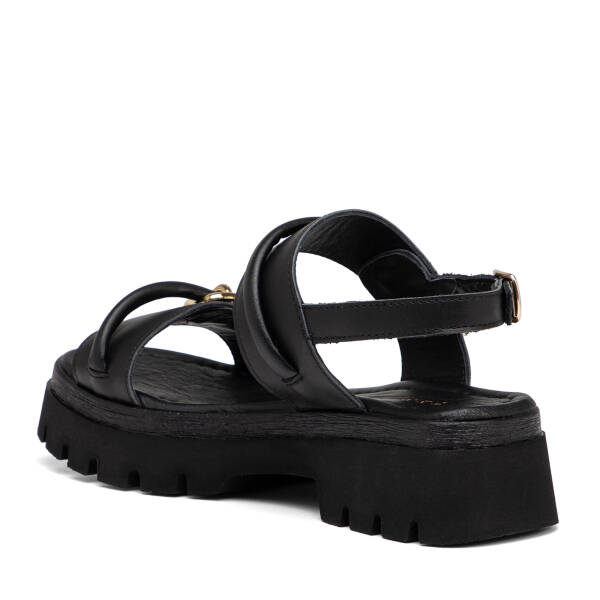 Siyah Hakiki Deri Kadın Sandalet - K25Y1SN67874-A23 - 4