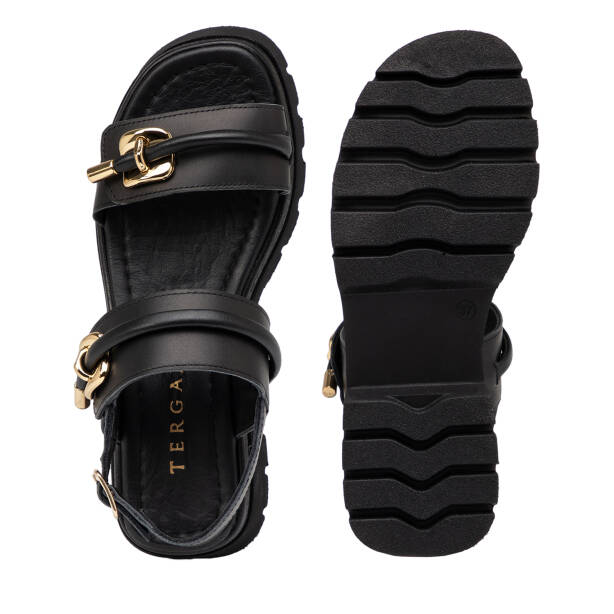 Siyah Hakiki Deri Kadın Sandalet - K25Y1SN67874-A23 - 6