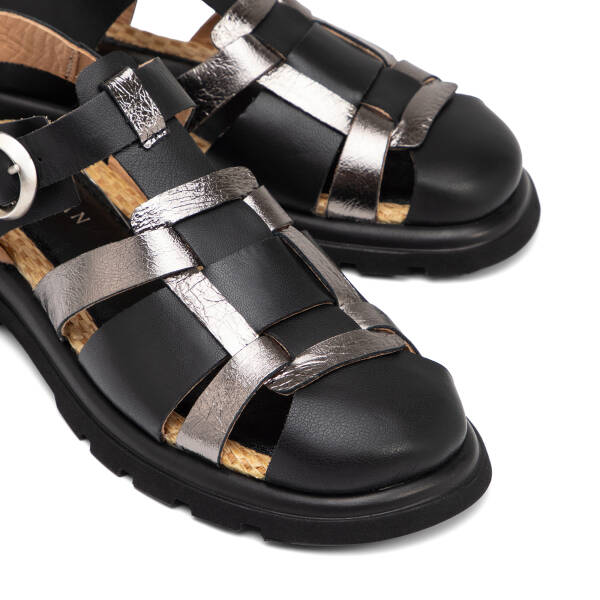 Siyah Hakiki Deri Kadın Sandalet - K25Y1SN67958-A23 - 3