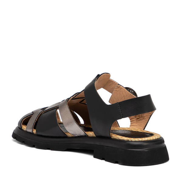 Siyah Hakiki Deri Kadın Sandalet - K25Y1SN67958-A23 - 4