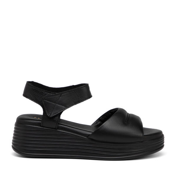 Siyah Hakiki Deri Kadın Sandalet - K25Y1SN67986-A23 - 1