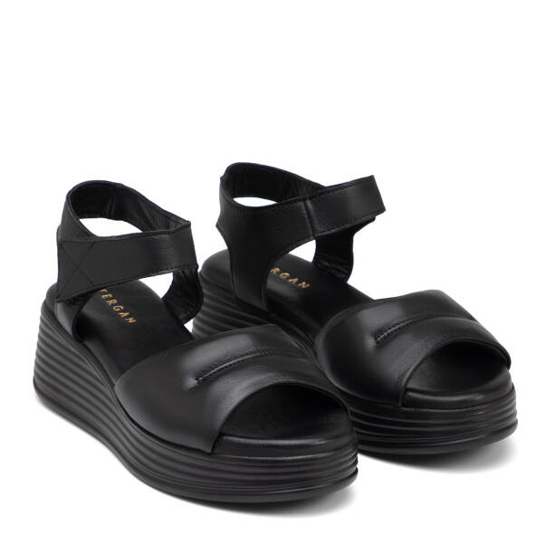Siyah Hakiki Deri Kadın Sandalet - K25Y1SN67986-A23 - 2