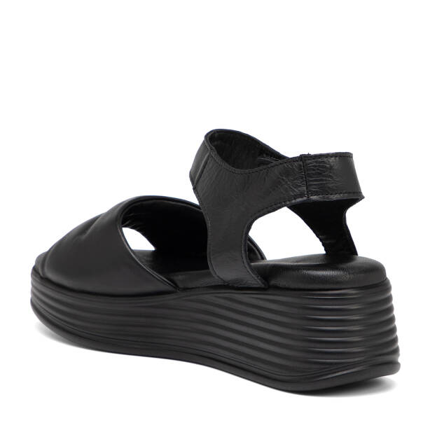 Siyah Hakiki Deri Kadın Sandalet - K25Y1SN67986-A23 - 4