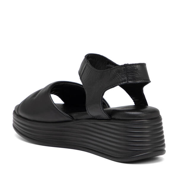 Siyah Hakiki Deri Kadın Sandalet - K25Y1SN67986-A23 - 4