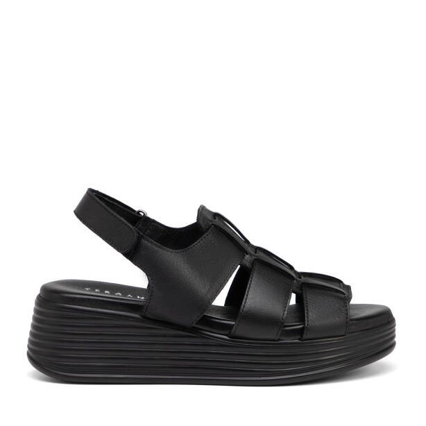 Siyah Hakiki Deri Kadın Sandalet - K25Y1SN67987-A23 
