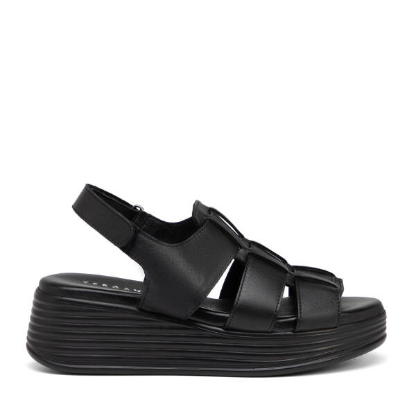 Siyah Hakiki Deri Kadın Sandalet - K25Y1SN67987-A23 - 1