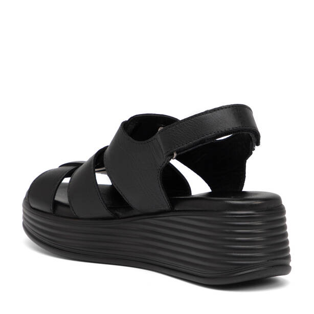 Siyah Hakiki Deri Kadın Sandalet - K25Y1SN67987-A23 - 4