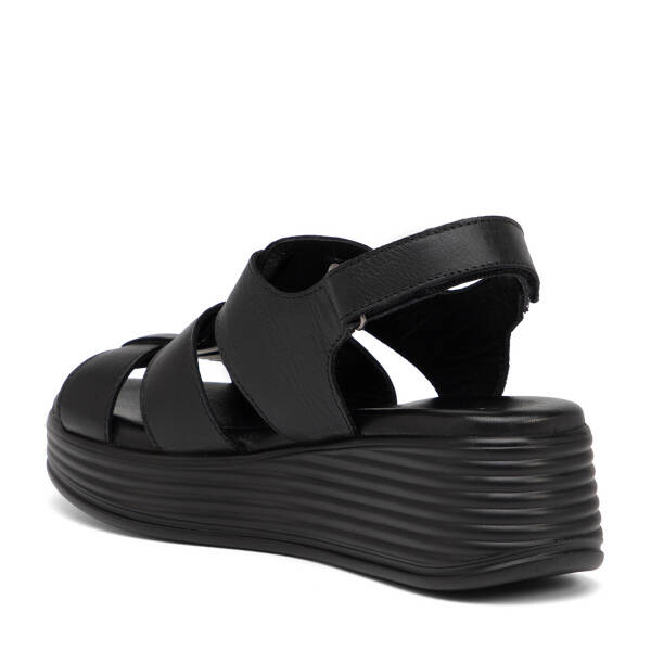 Siyah Hakiki Deri Kadın Sandalet - K25Y1SN67987-A23 - 4