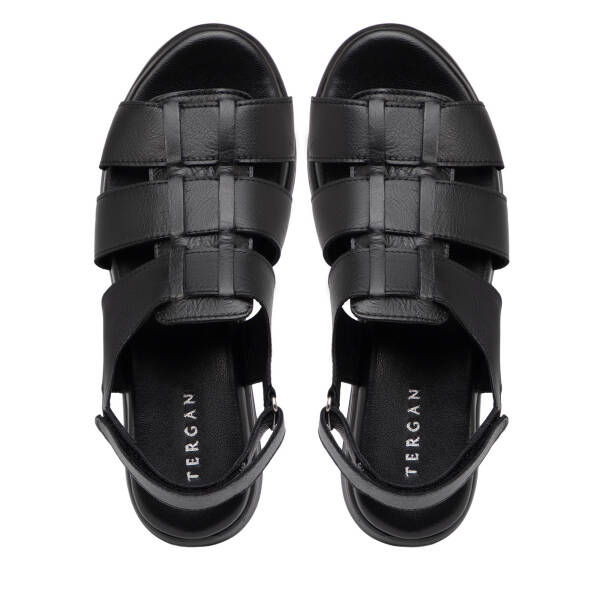 Siyah Hakiki Deri Kadın Sandalet - K25Y1SN67987-A23 - 5