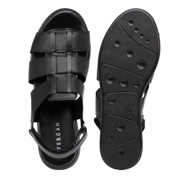 Siyah Hakiki Deri Kadın Sandalet - K25Y1SN67987-A23 - 6