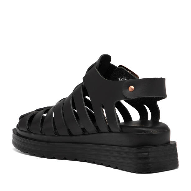 Siyah Hakiki Deri Kadın Sandalet - K25Y1SN67988-A23 - 4
