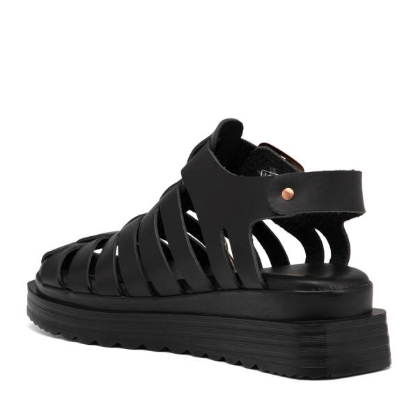 Siyah Hakiki Deri Kadın Sandalet - K25Y1SN67988-A23 - 4