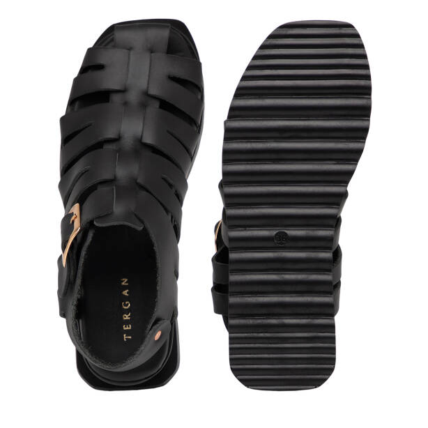 Siyah Hakiki Deri Kadın Sandalet - K25Y1SN67988-A23 - 6