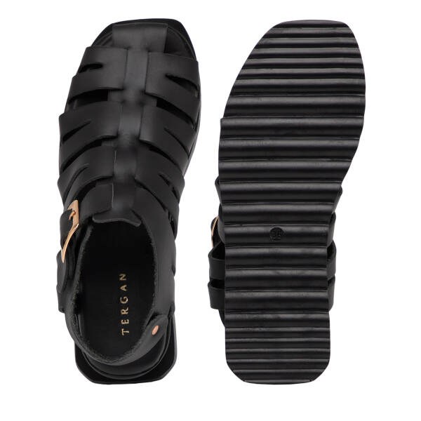 Siyah Hakiki Deri Kadın Sandalet - K25Y1SN67988-A23 - 6