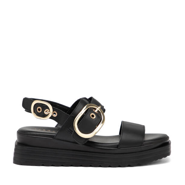 Siyah Hakiki Deri Kadın Sandalet - K25Y1SN67989-A23 - 1