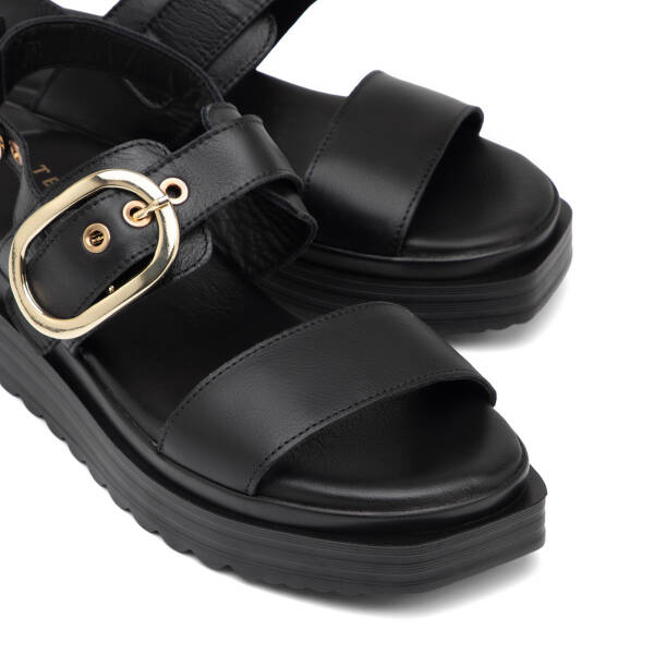 Siyah Hakiki Deri Kadın Sandalet - K25Y1SN67989-A23 - 3