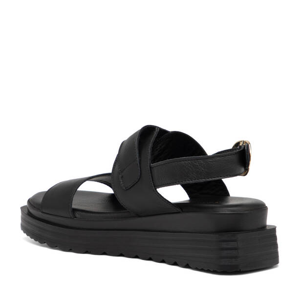 Siyah Hakiki Deri Kadın Sandalet - K25Y1SN67989-A23 - 4