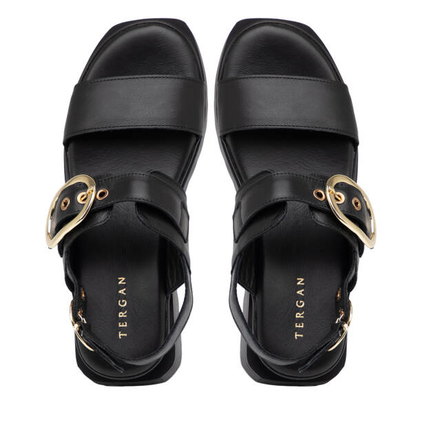 Siyah Hakiki Deri Kadın Sandalet - K25Y1SN67989-A23 - 5