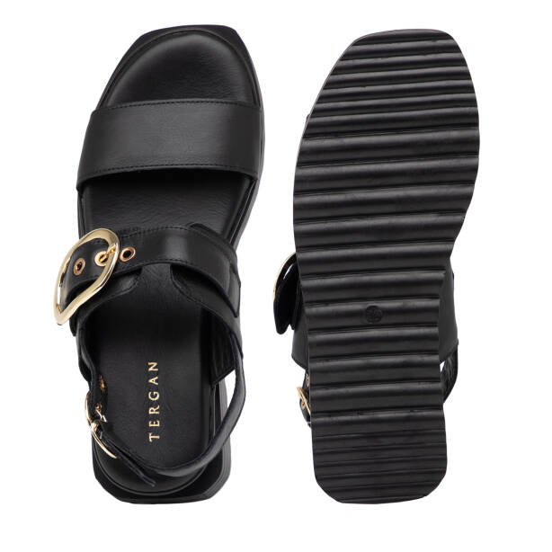 Siyah Hakiki Deri Kadın Sandalet - K25Y1SN67989-A23 - 6