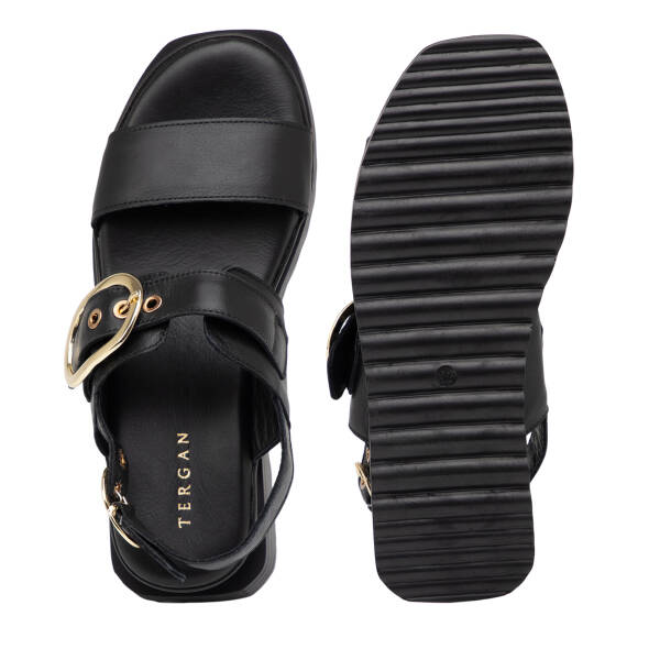 Siyah Hakiki Deri Kadın Sandalet - K25Y1SN67989-A23 - 6