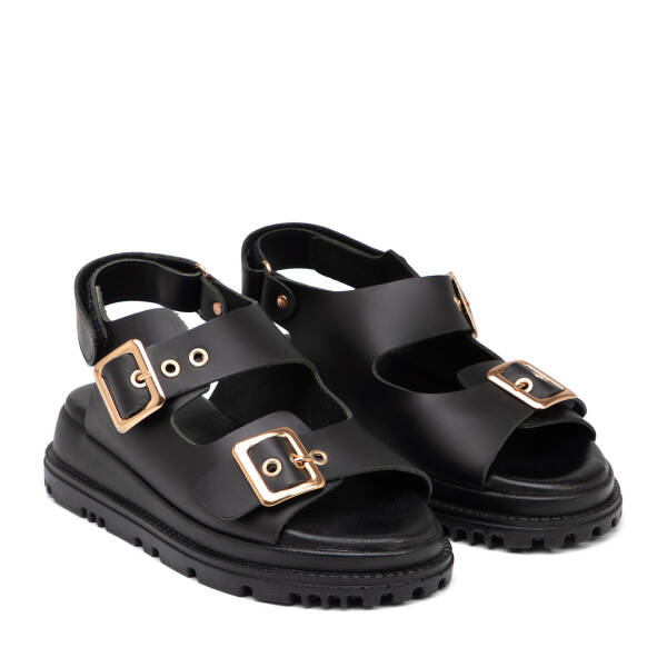 Siyah Hakiki Deri Kadın Sandalet - K25Y1SN67990-A23 - 2