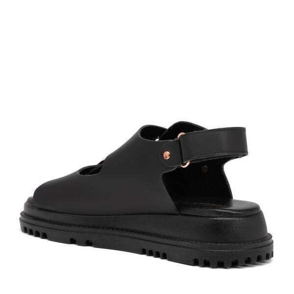 Siyah Hakiki Deri Kadın Sandalet - K25Y1SN67990-A23 - 4
