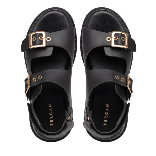 Siyah Hakiki Deri Kadın Sandalet - K25Y1SN67990-A23 - 5
