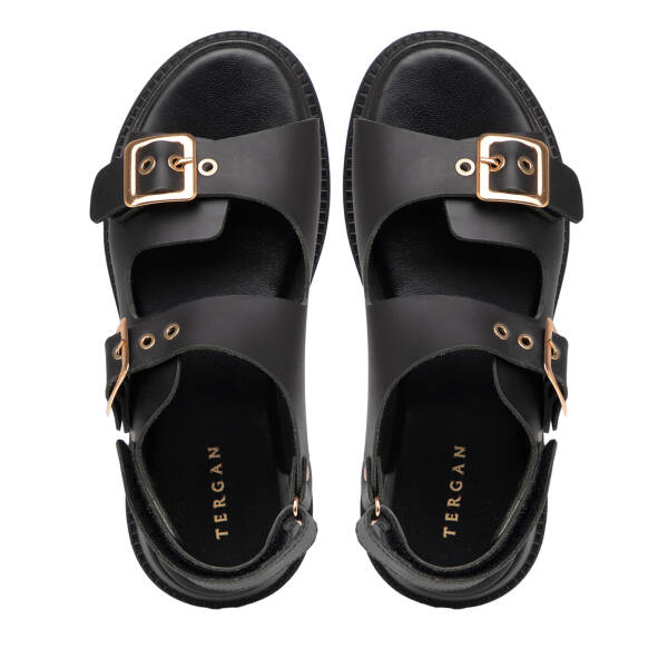 Siyah Hakiki Deri Kadın Sandalet - K25Y1SN67990-A23 - 5